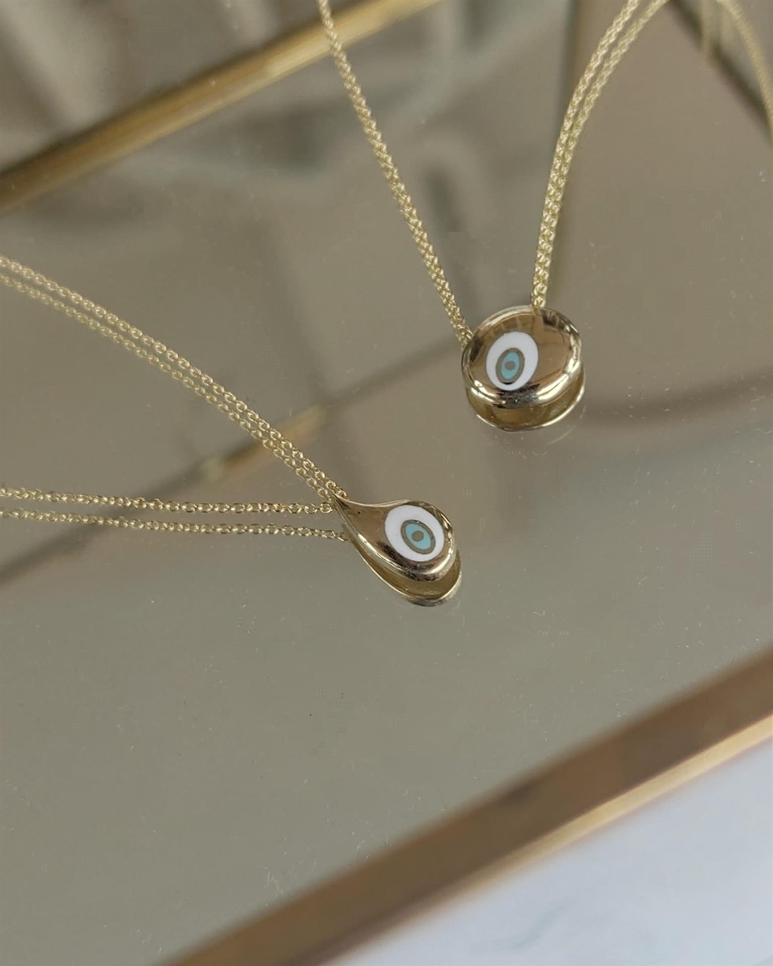 Χρυσό Ματάκι Σταγόνα Σμάλτο 14 Καράτια