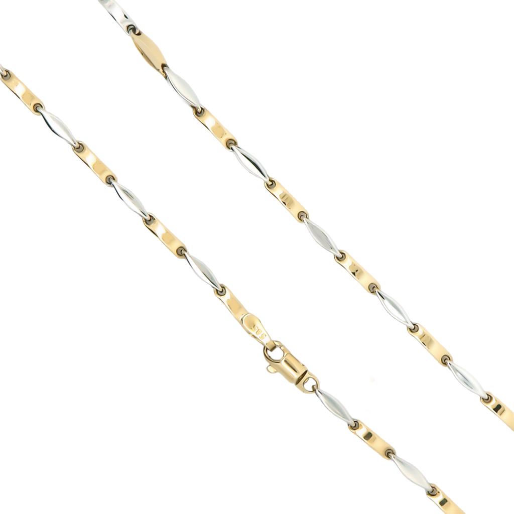 14K gold necklace, men's necklace, two-tone gold necklace, 45cm necklace, stylish gold chain, elegant necklace, luxury necklace, white gold, yellow gold, men's jewelry, gold jewelry, modern design necklace, high-quality necklace, durable necklace, sophist
