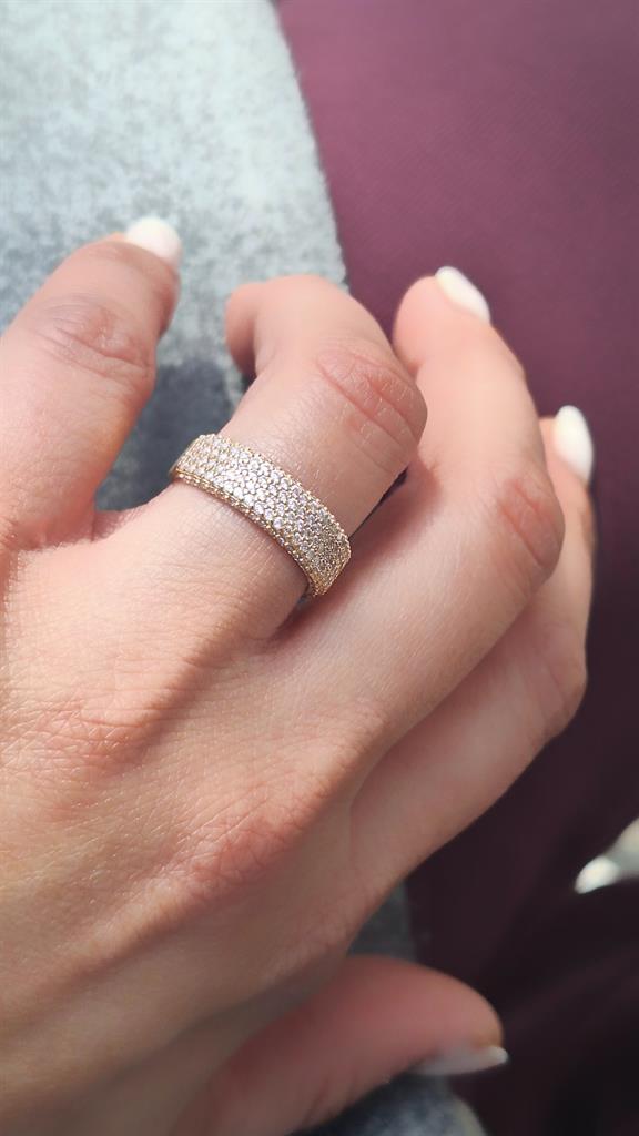 Δαχτυλίδι Κ14 Χρυσό με Λευκά Ζαφείρια Pavé