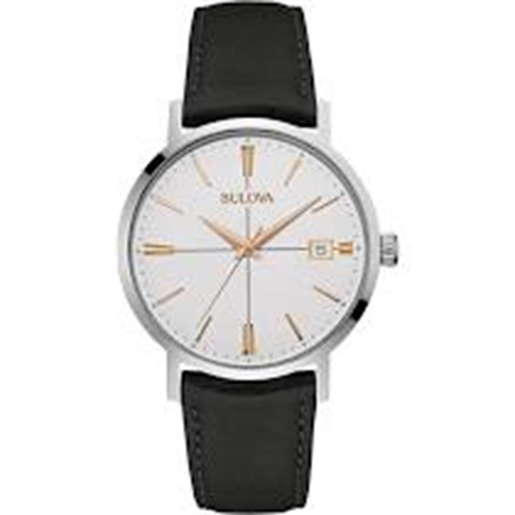 Bulova Aerojet Vintage Black Leather Strap 98B254