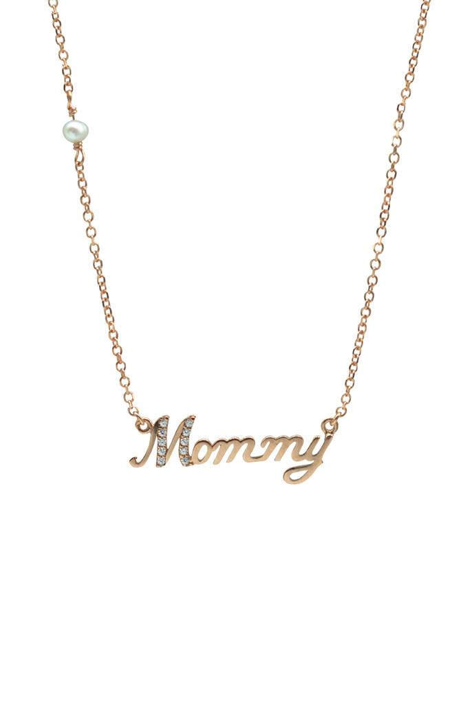 Ρόζ Χρυσό Mommy Κολιέ με Πέτρες K14