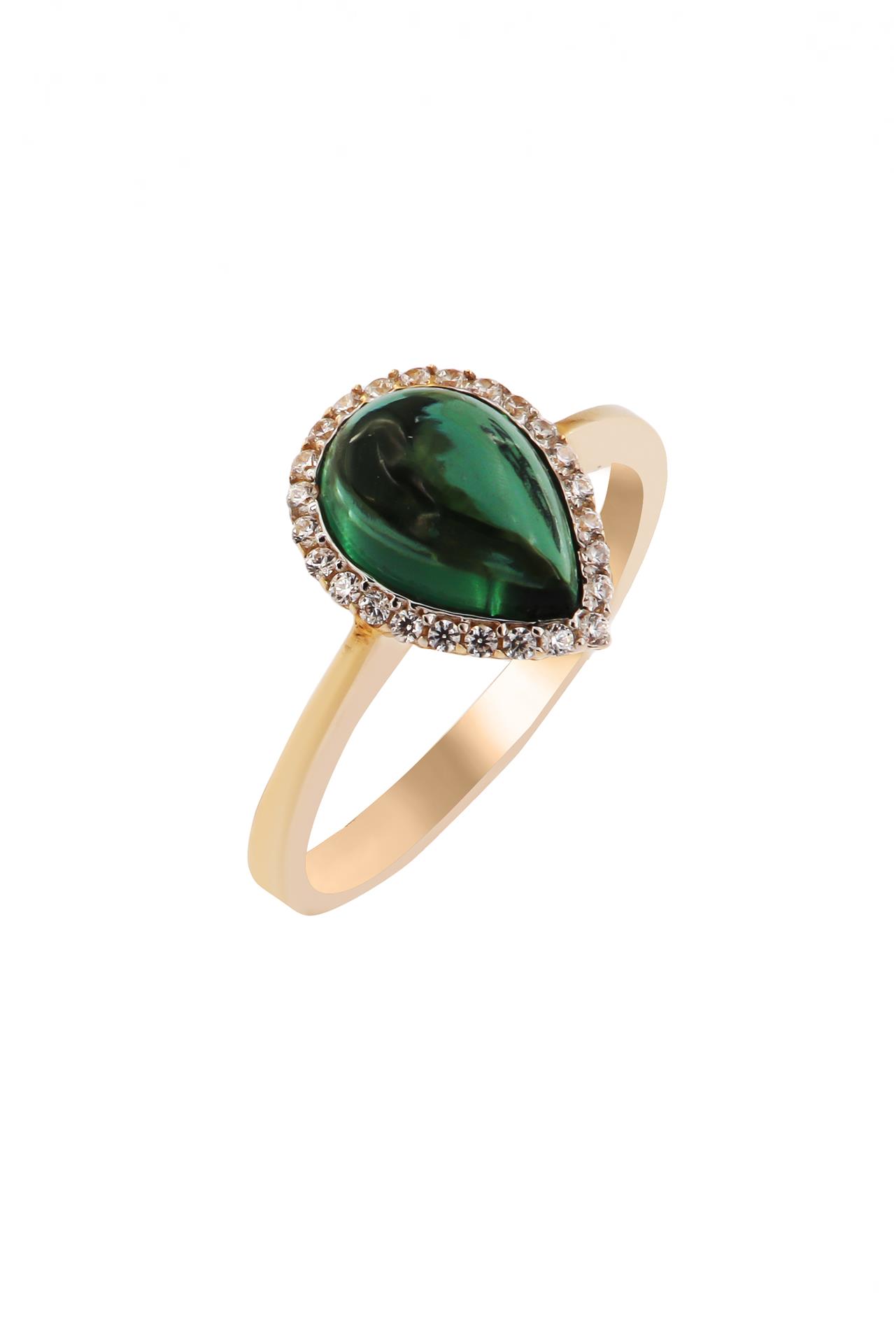 Δαχτυλίδι Χρυσό με Τουρμαλίνα & Zircon Teardrop K14