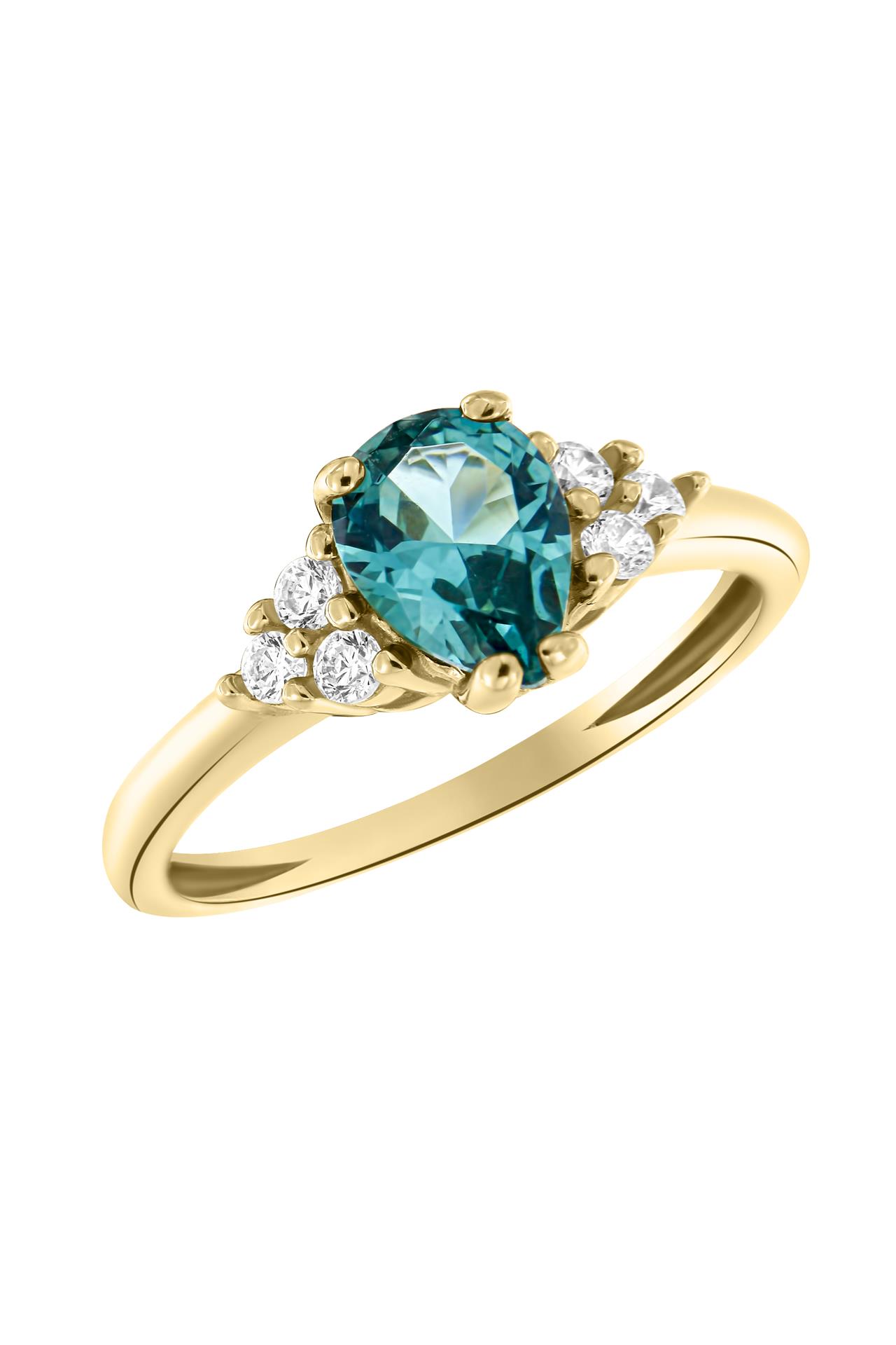 Δαχτυλίδι Trilogy Green Zircon Κίτρινος Χρυσός 14 Καράτια