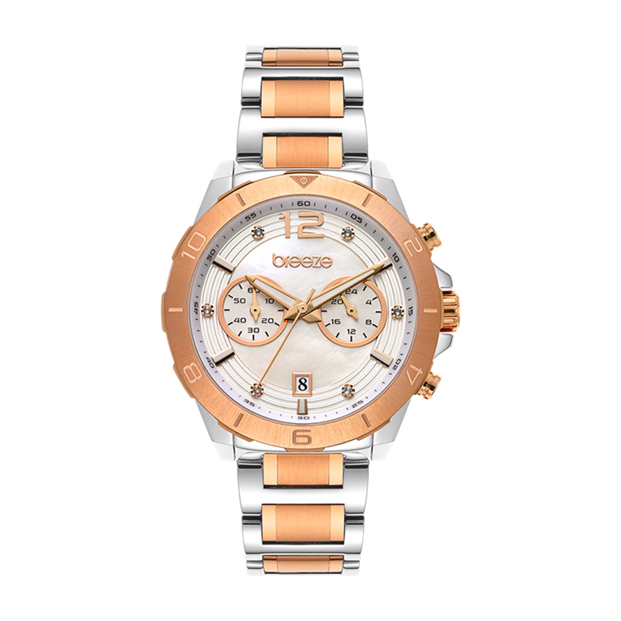BREEZE Prestinia Crystals Two Tone Stainless Steel Chronograph 712281.6