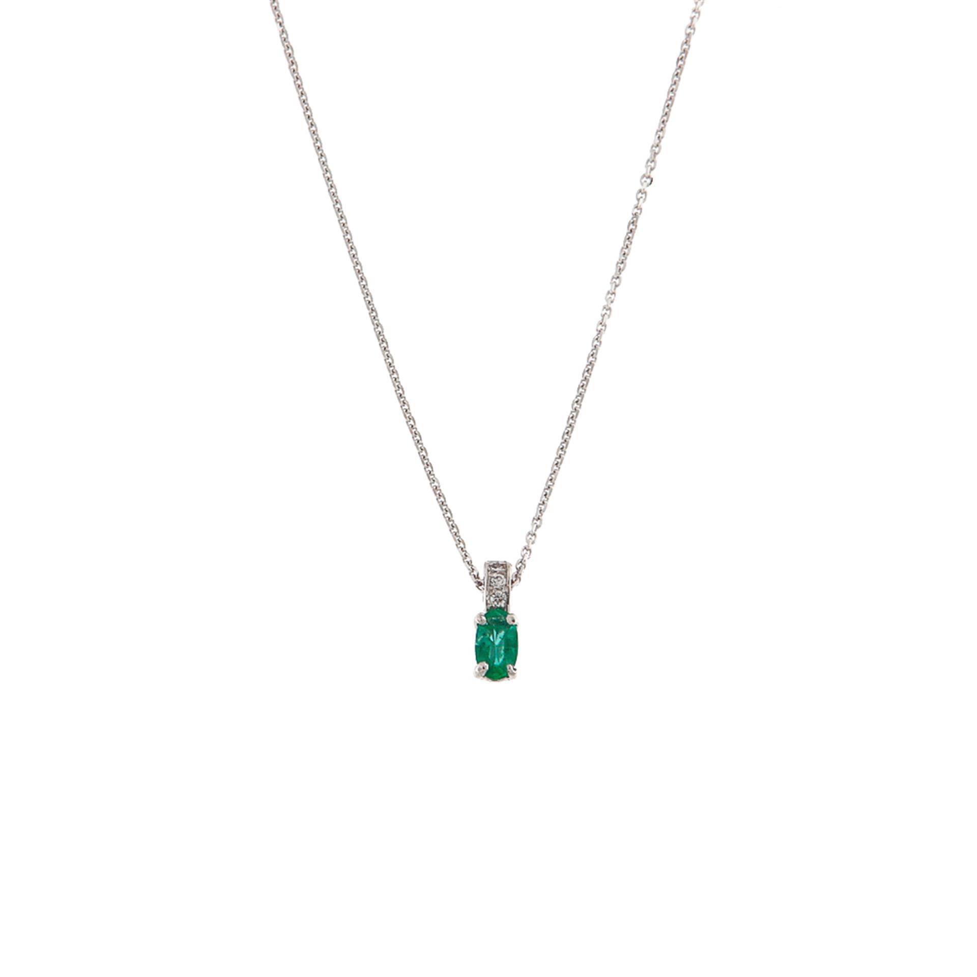 Emerald Pendant με Διαμάντια Κ18