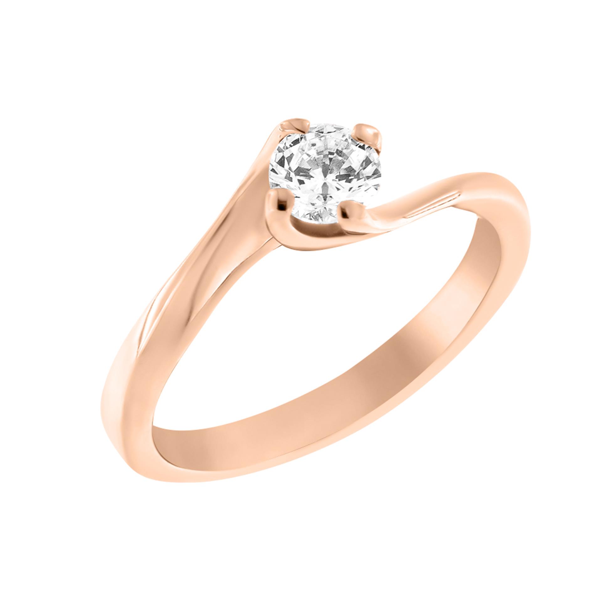 14K Rose Gold Flame Solitaire Ring(