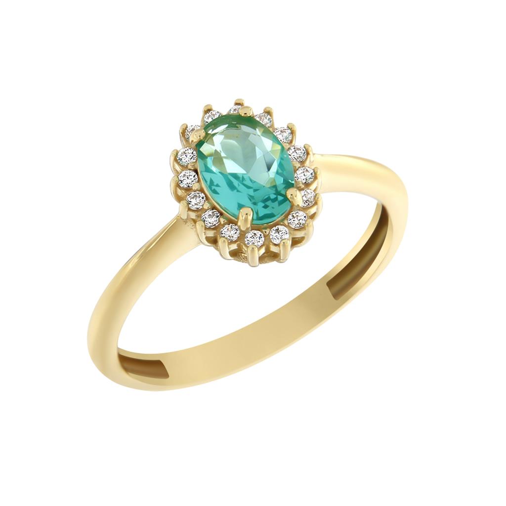 Δαχτυλίδι με Mint Green Πέτρα Χρυσό Κ14