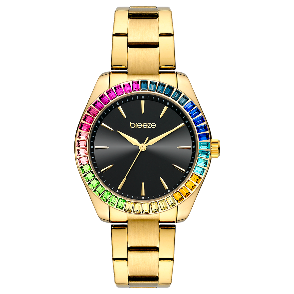 Breeze Prismatic Rainbow Crystals Gold Stainless Steel Bracelet 212411.6