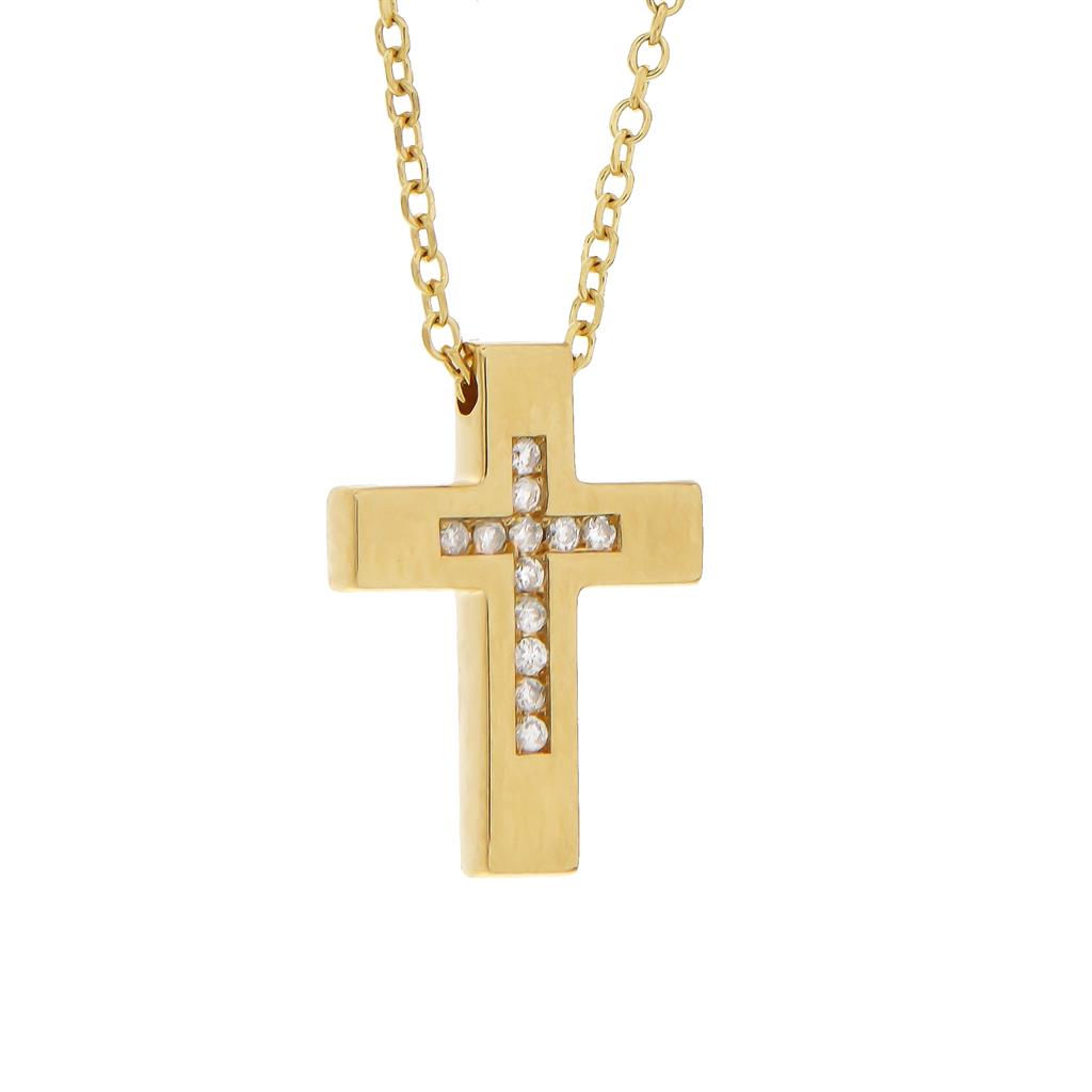 Χρυσός Σταυρός με Διαμάντια 0,05ct 18 Καράτια