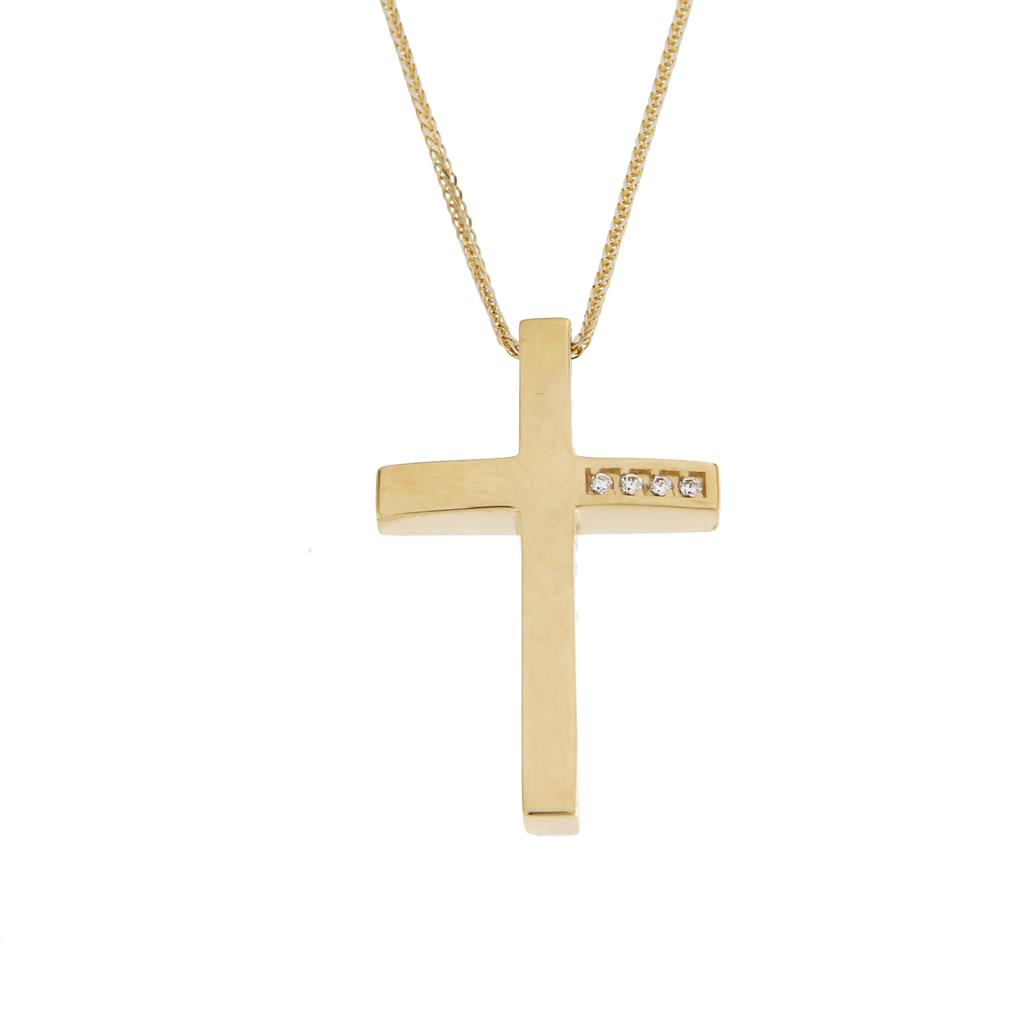 14K Gold Baptism Cross with Chain