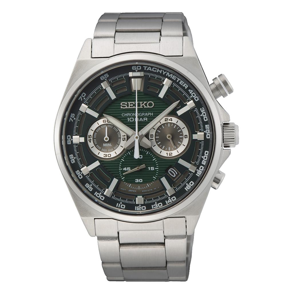 SEIKO Racing Sport Chronograph Silver Stainless Steel Bracelet SSB405P1