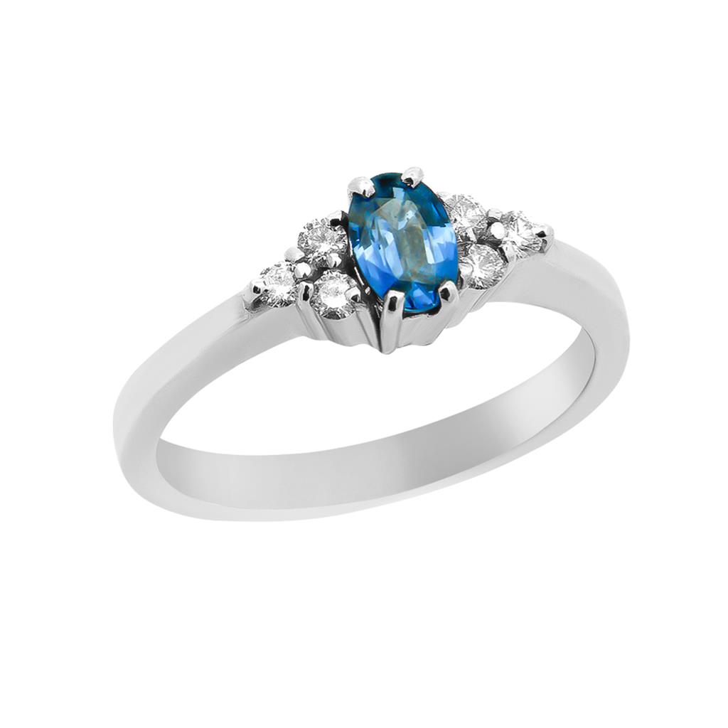 Sapphire and Diamond Ring K18 White Gold
