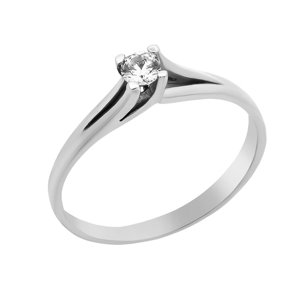 Λευκόχρυσο Δαχτυλίδι Μονόπετρο Φλόγα Zircon K14