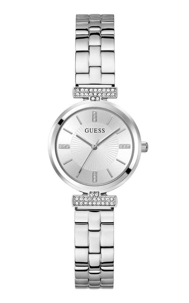 GUESS Array Zircons Ρολ΄όι Silver Stainless Steel Bracelet GW0762L1