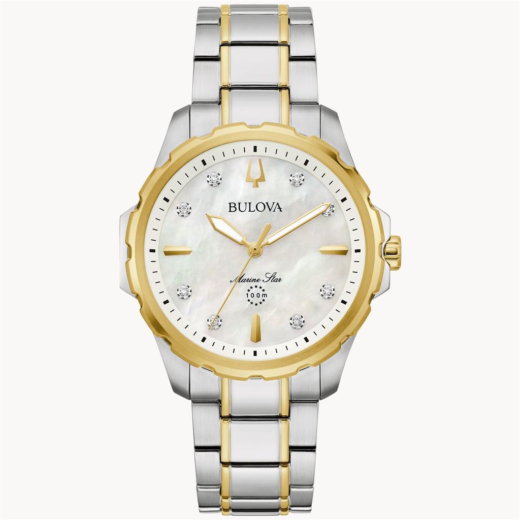 BULOVA Marine Star Diamonds Two Tone Stainless Steel Bracelet 98P227