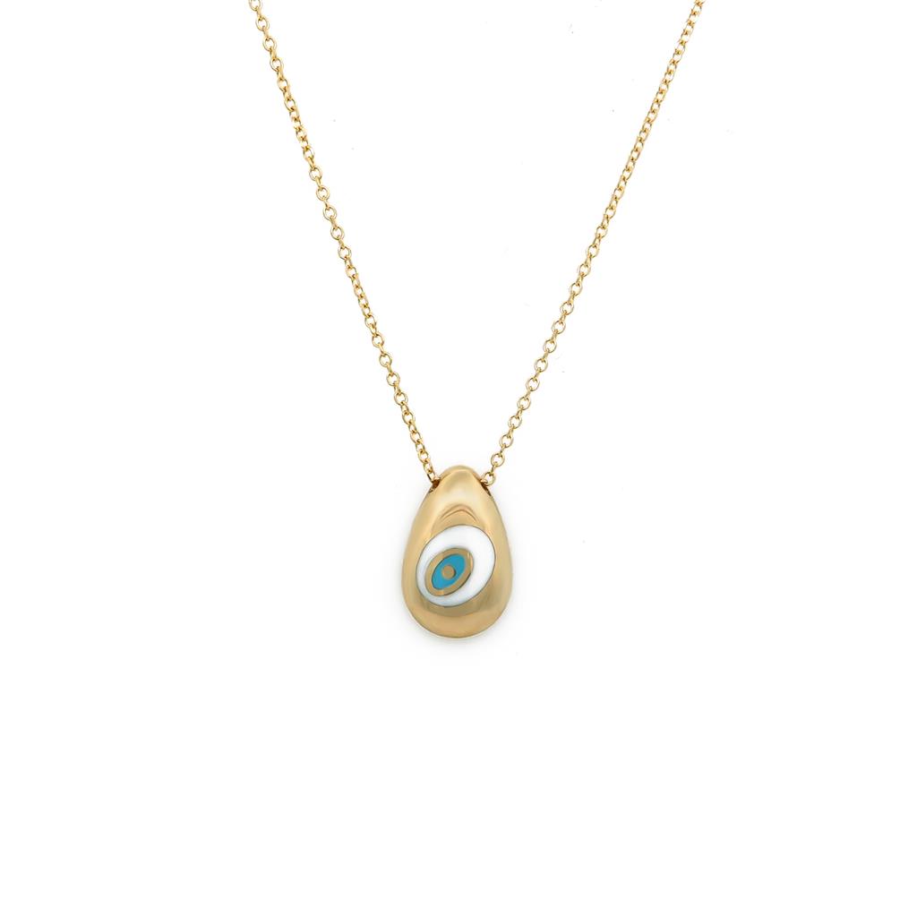 Χρυσό Ματάκι με Σμάλτο Κ14