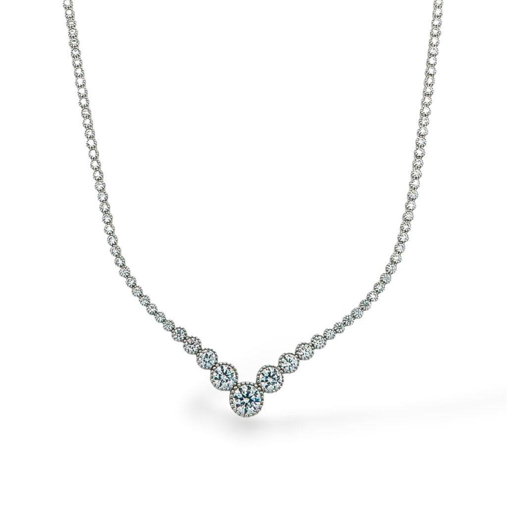 Λευκόχρυσο Κολιέ με Στρογγυλές Πέτρες Degrade K14