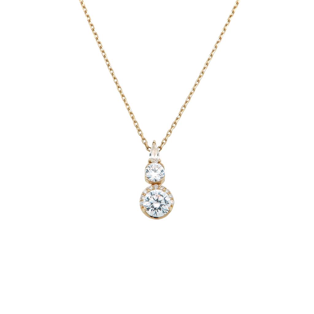 Κολιέ Χρυσό 14Κ με Διπλό Ζιργκόν