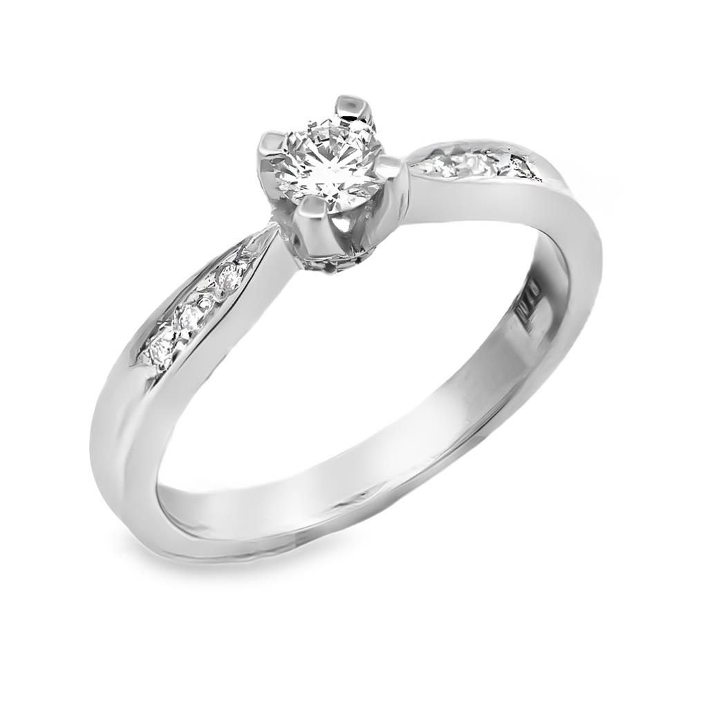 Δαχτυλίδι Μονοπέτρο Διαμαντένιο 0.25ct με Πλαινές Πέτρες 0.10ct