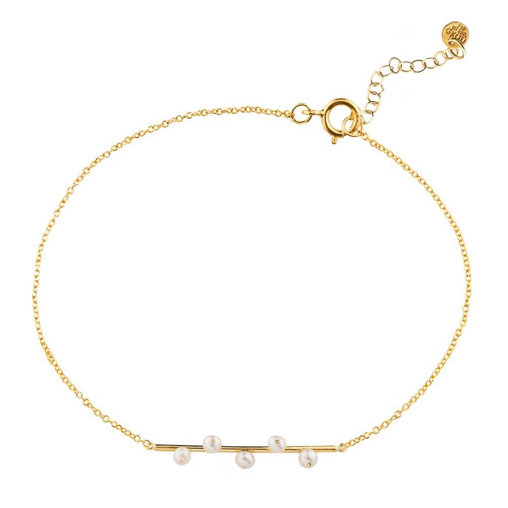 Βραχιόλι Χρυσό K14 με Μπάρα και Μαργαριτάρακια