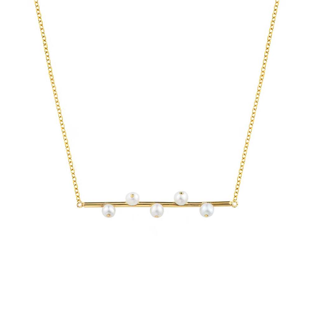 Κολιέ Χρυσή Μπάρα K14 με Μαργαριταράκια