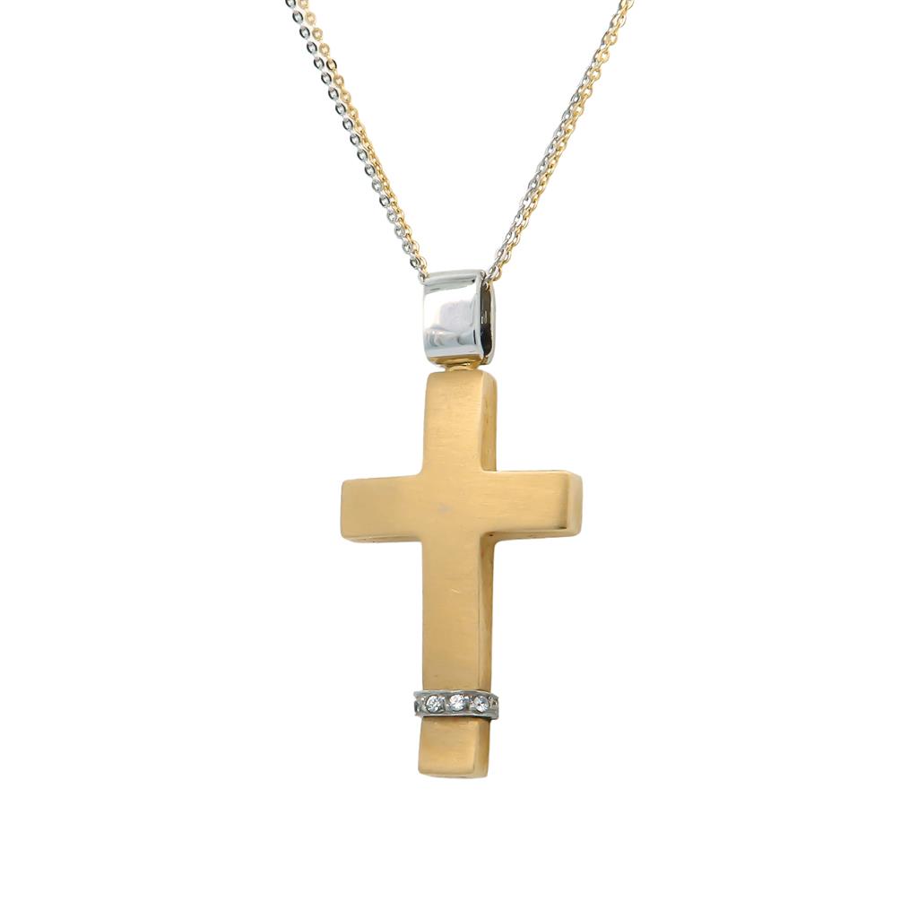 Δίχρωμος Σταυρός Βάπτισης για Κορίτσι 14Κ – Χρυσός & Λευκόχρυσος