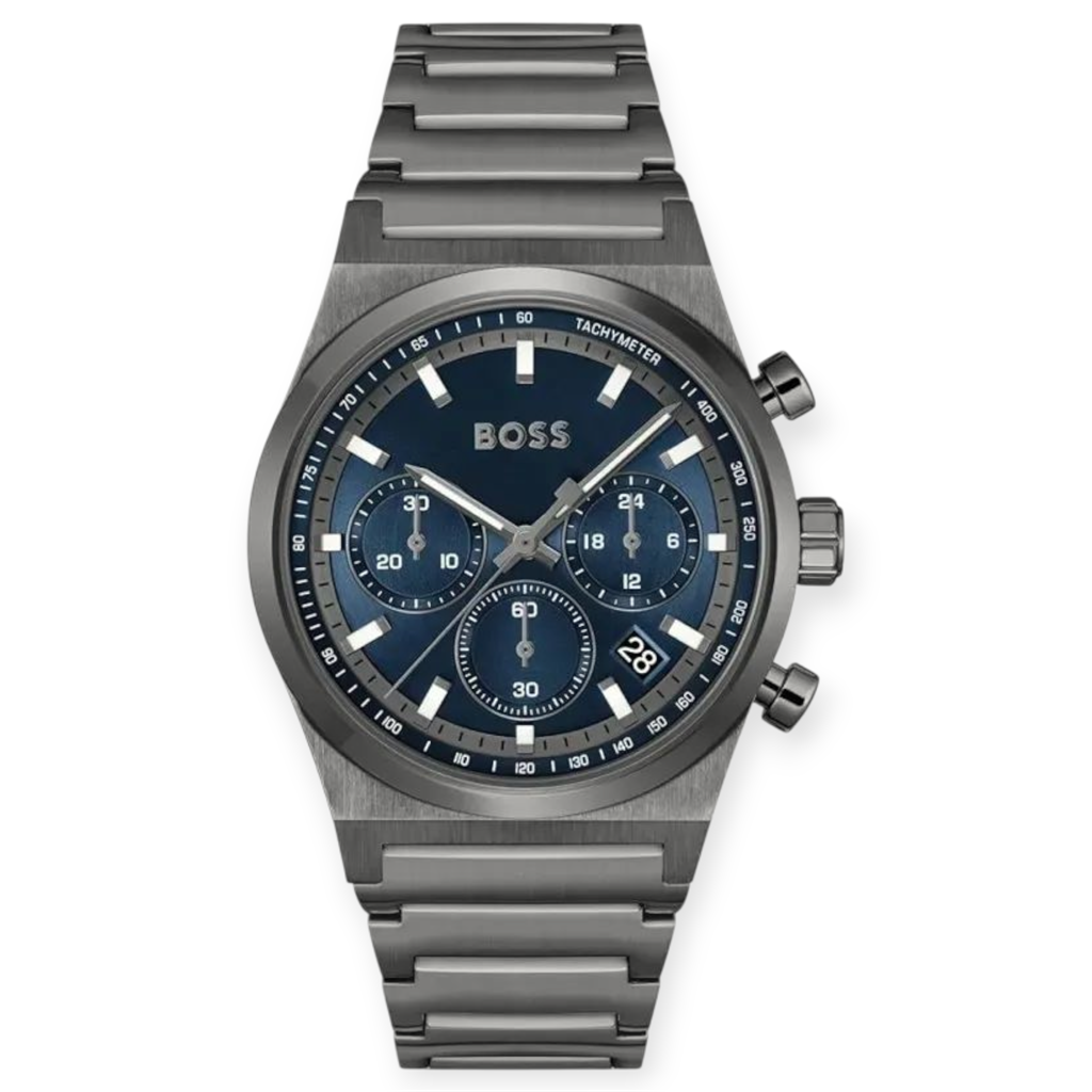 BOSS Candor Chronograph Blue Dial Black Stainless Steel Bracelet 1514223