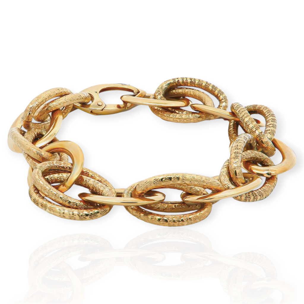 Χρυσό Βραχιόλι Κ14 με Μεγάλους Κρίκους